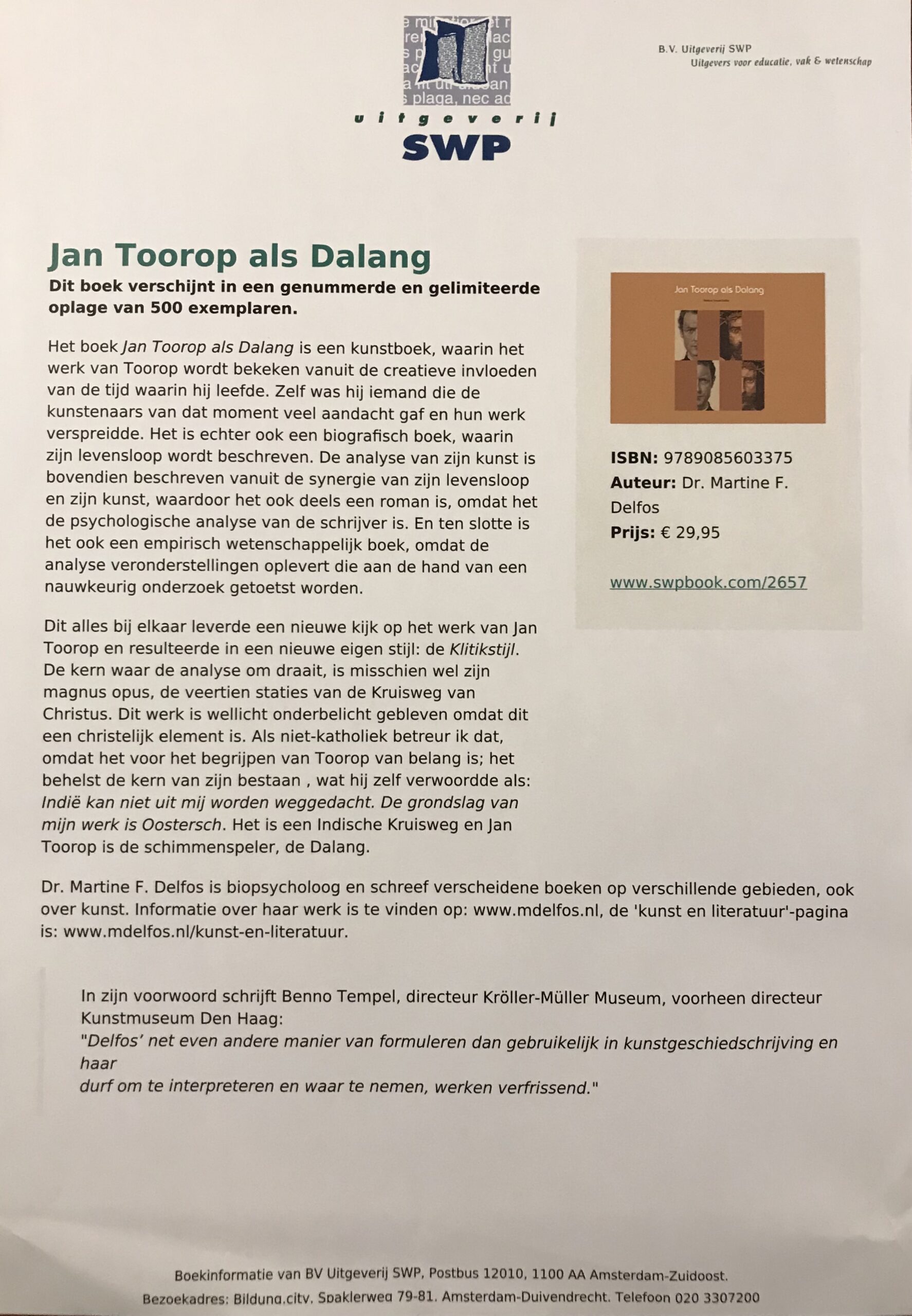 Jan Toorop als Dalang